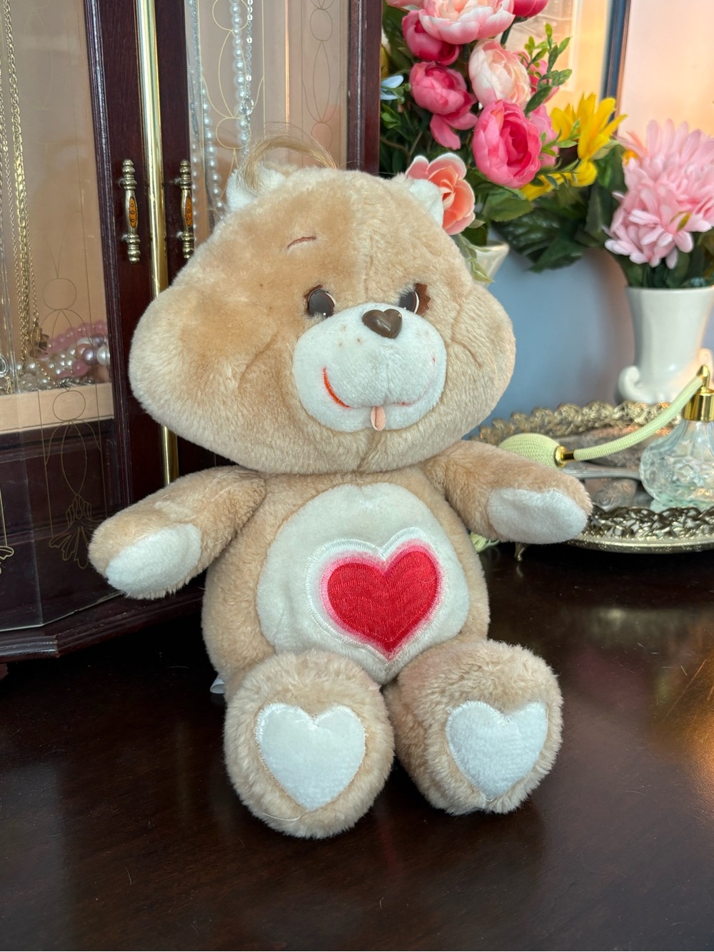 Vintage 1983 Care Bears Tenderheart Bear Plush Kenner 13" Pristine Tush Heart